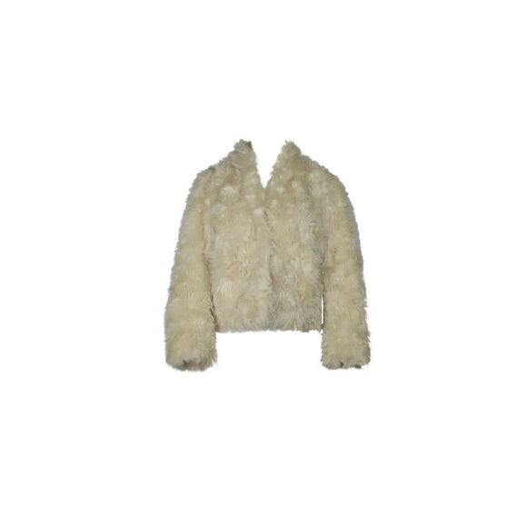 Vince Plush Jacket in Cream Faux Fur